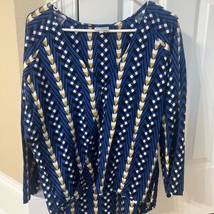 Blue and Yellow Geometric Blouse by The Odells
